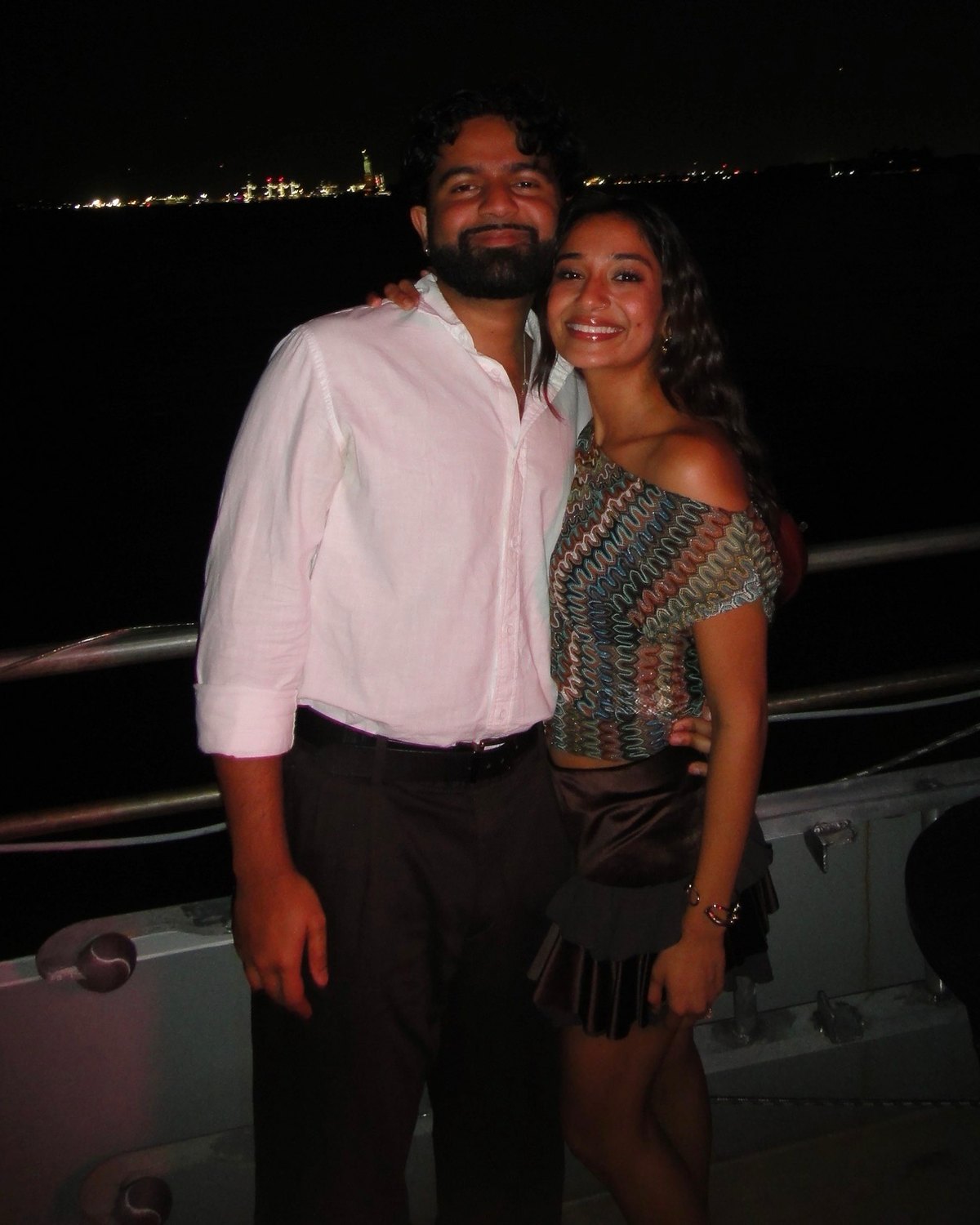 On the water at night, New York
